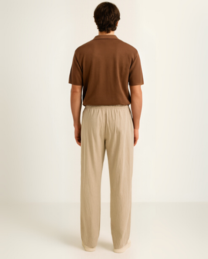 Pantalon ample en lin pour homme avec taille élastique – Style décontracté