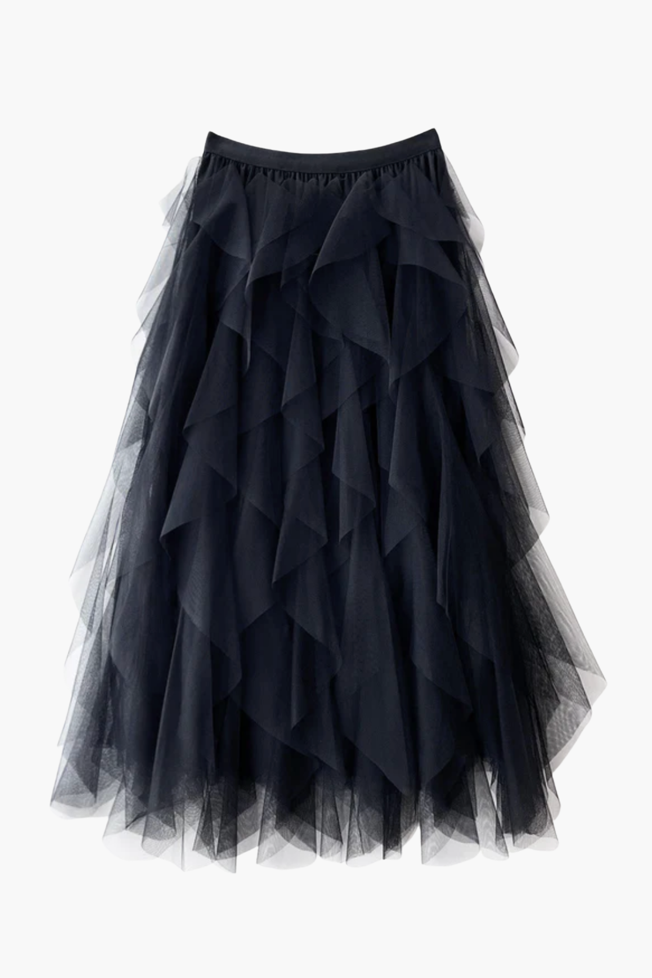Jupe Tulle Femme Taille Haute – Jupe Midi Volants Style Élégant Et Féminin