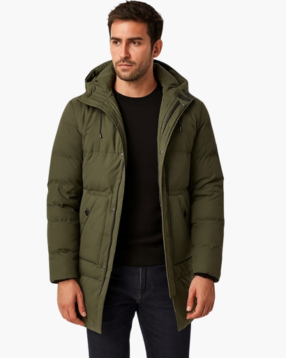 Parka D’Hiver Matelassée pour Homme | Coupe Longue & Capuche