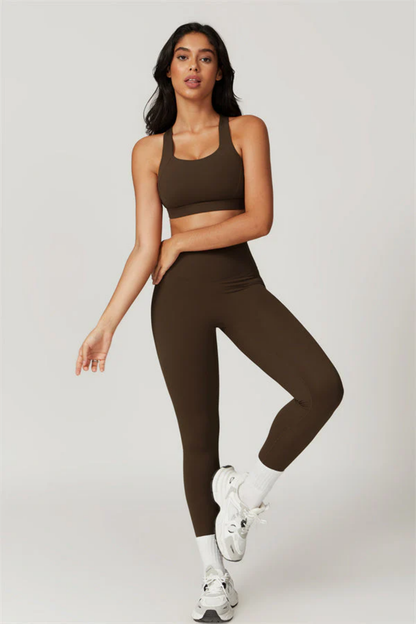Ensemble Sport Femme Dos Croisé – Brassière et Legging Taille Haute Sculptant