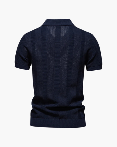 Polo homme à rayures texturées et col ouvert
