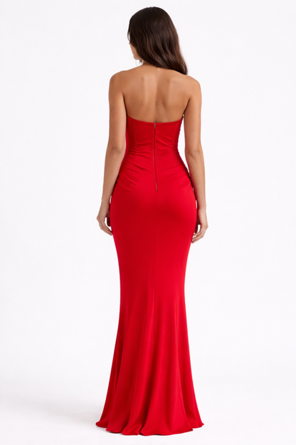 Robe Longue Bustier Soirée Cocktail Glamour – Marron