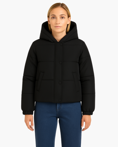 Veste d’Hiver Femme Matelassée Courte avec Capuche – Doudoune Chaude et Confortable