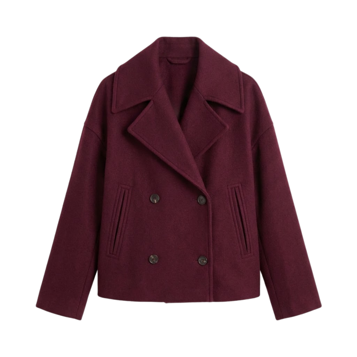 caban court en laine femme, coloris rouge