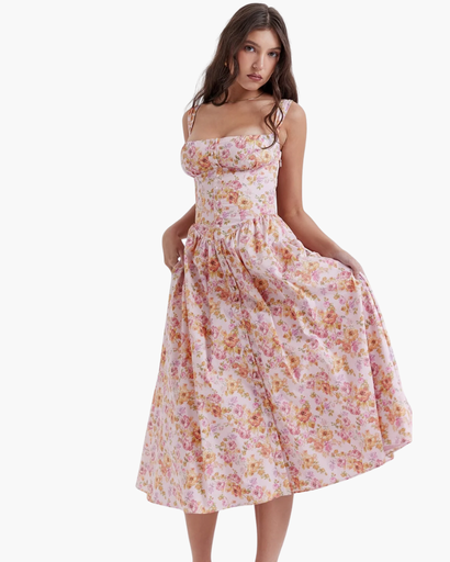 Robe Midi Fleurie Femme Dentelle – Romantique & Évasée | Été & Invitée Mariage