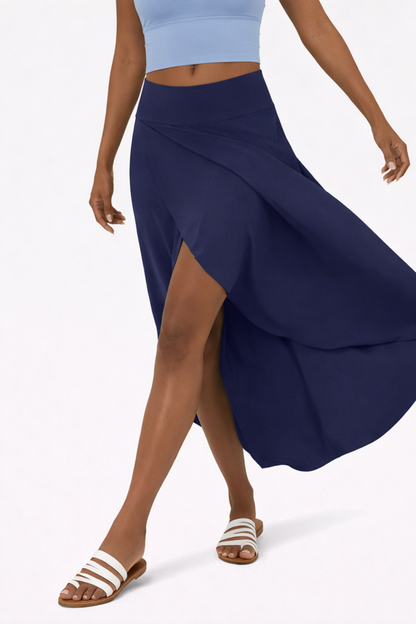 Jupe Maxi Femme Satin Taille Haute – Fente Latérale & Coupe Croisée | Soirée Élégante