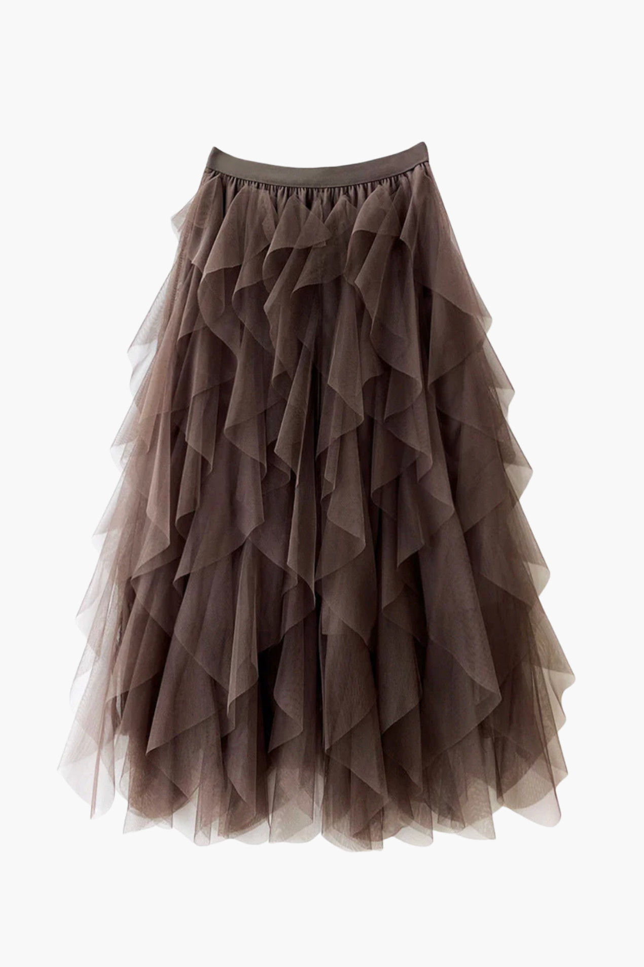 Jupe Tulle Femme Taille Haute – Jupe Midi Volants Style Élégant Et Féminin