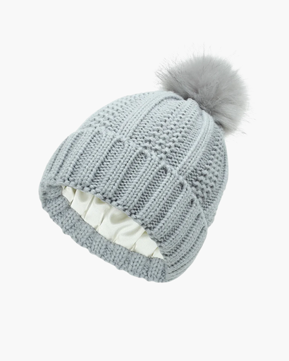Bonnet Tricoté Doux avec Doublure Satinée et Pompon | Chaleur et Élégance
