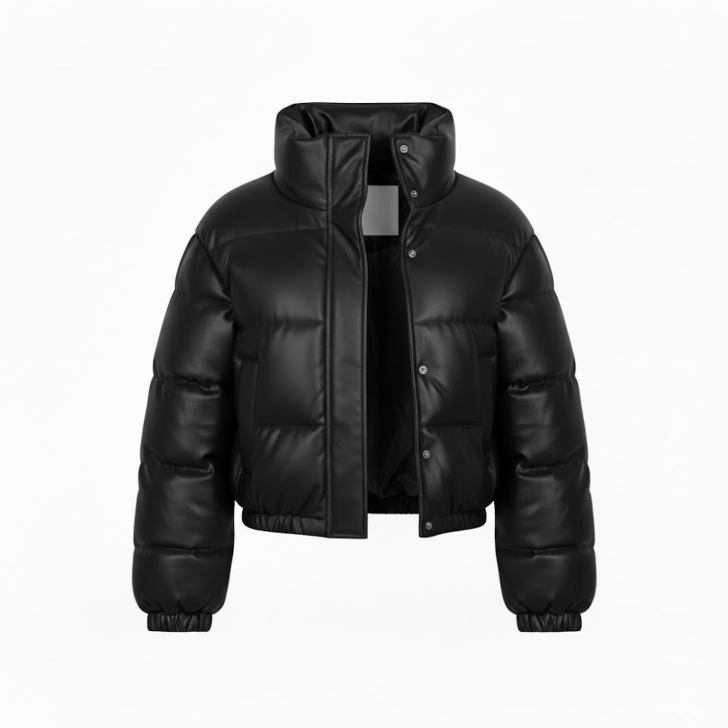veste d'hiver femme en similicuir noir, vue de face