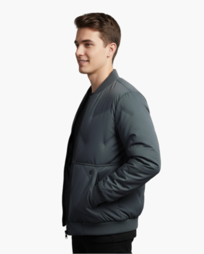 Veste Matelassée Homme – Bomber Chaud avec Fermeture Éclair et Col Montant