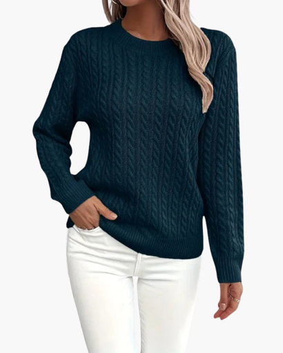 Pull femme torsadé à col rond