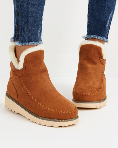 Bottines hiver femme en suédine, portées