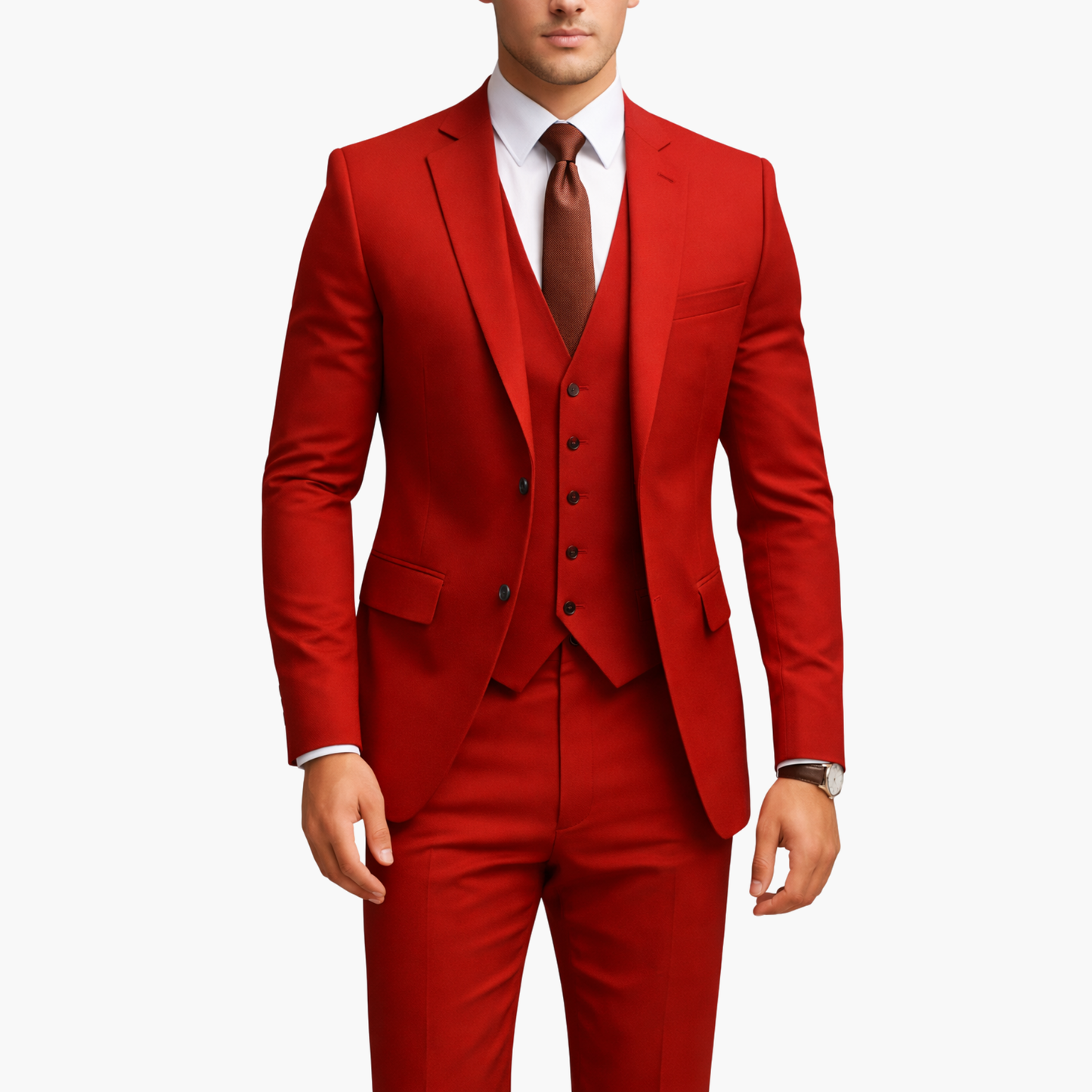 Costume homme 3 pièces élégant coupe ajustée avec gilet veste et pantalon style formel moderne