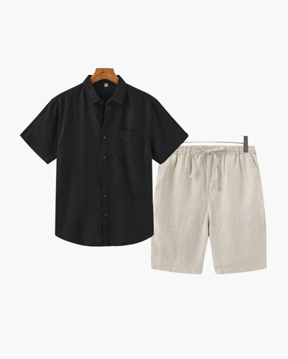 Ensemble Estival Homme – Chemise Courte à Col Classique & Short Décontracté
