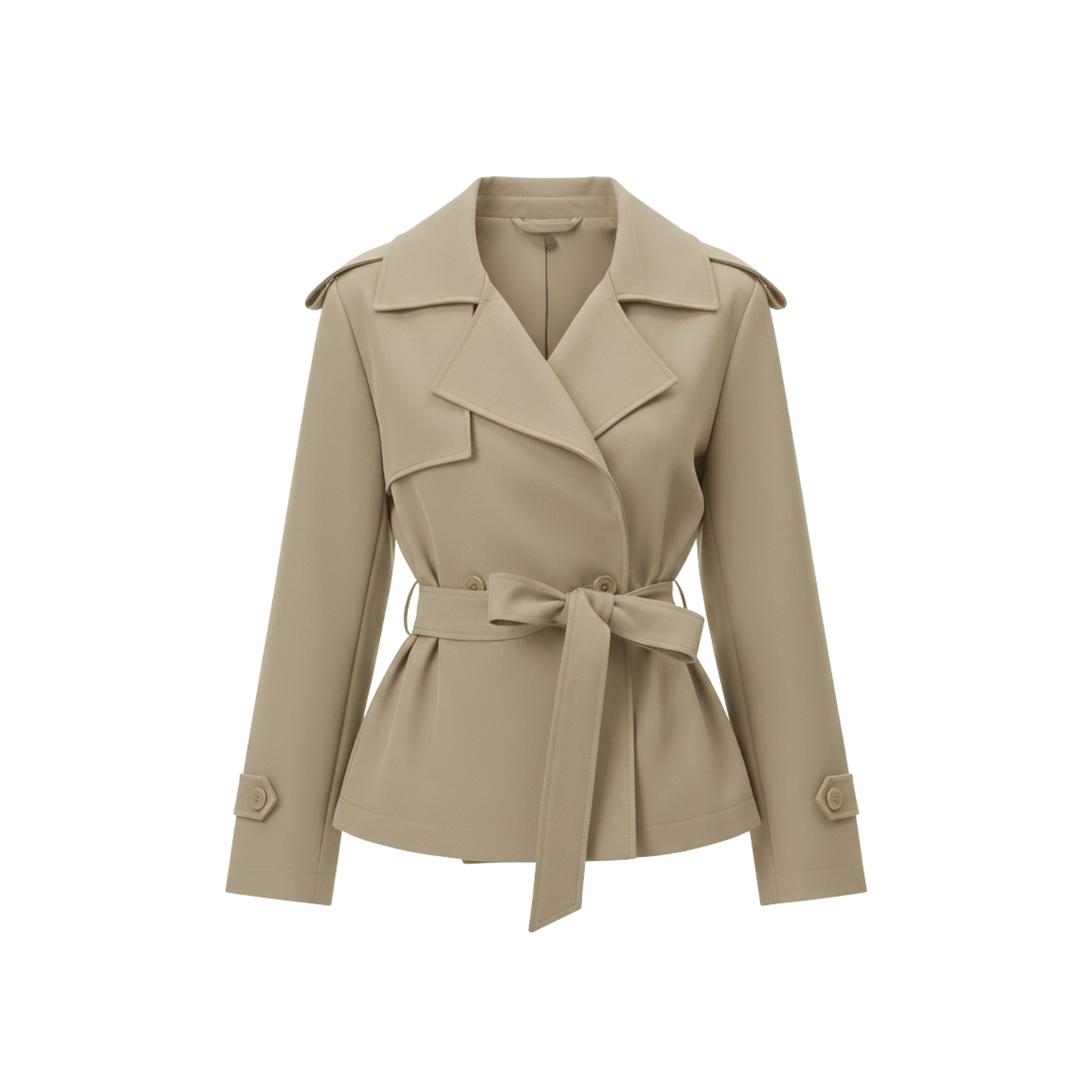 trench-coat court kaki pour femme, vue de face