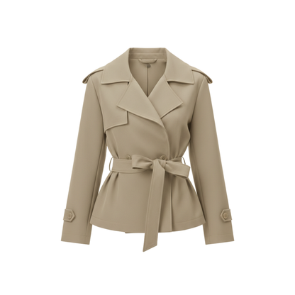 trench-coat court kaki pour femme, vue de face