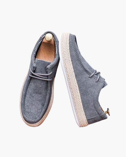 Chaussures basses à lacets avec motif côtelé et bord tressé