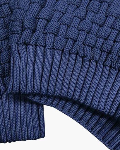 Pull Homme en Maille – Motif Texturé avec Col Haut et Boutons