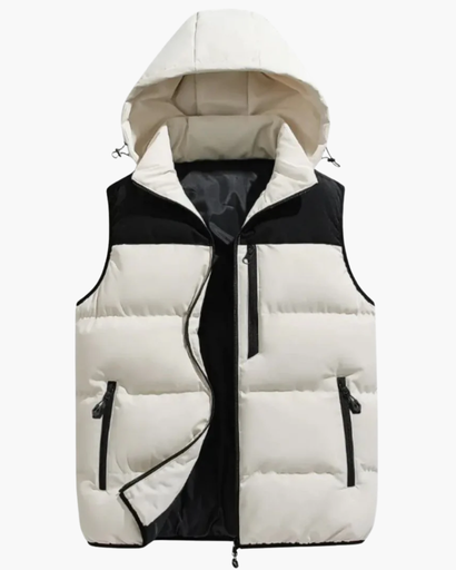 Doudoune Sans Manches Homme – Bicolore avec Capuche Amovible