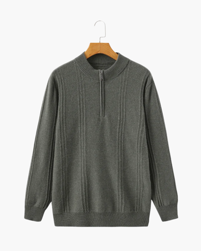 Pull homme Ribbed Half Zip avec effet cachemire et tissu doux