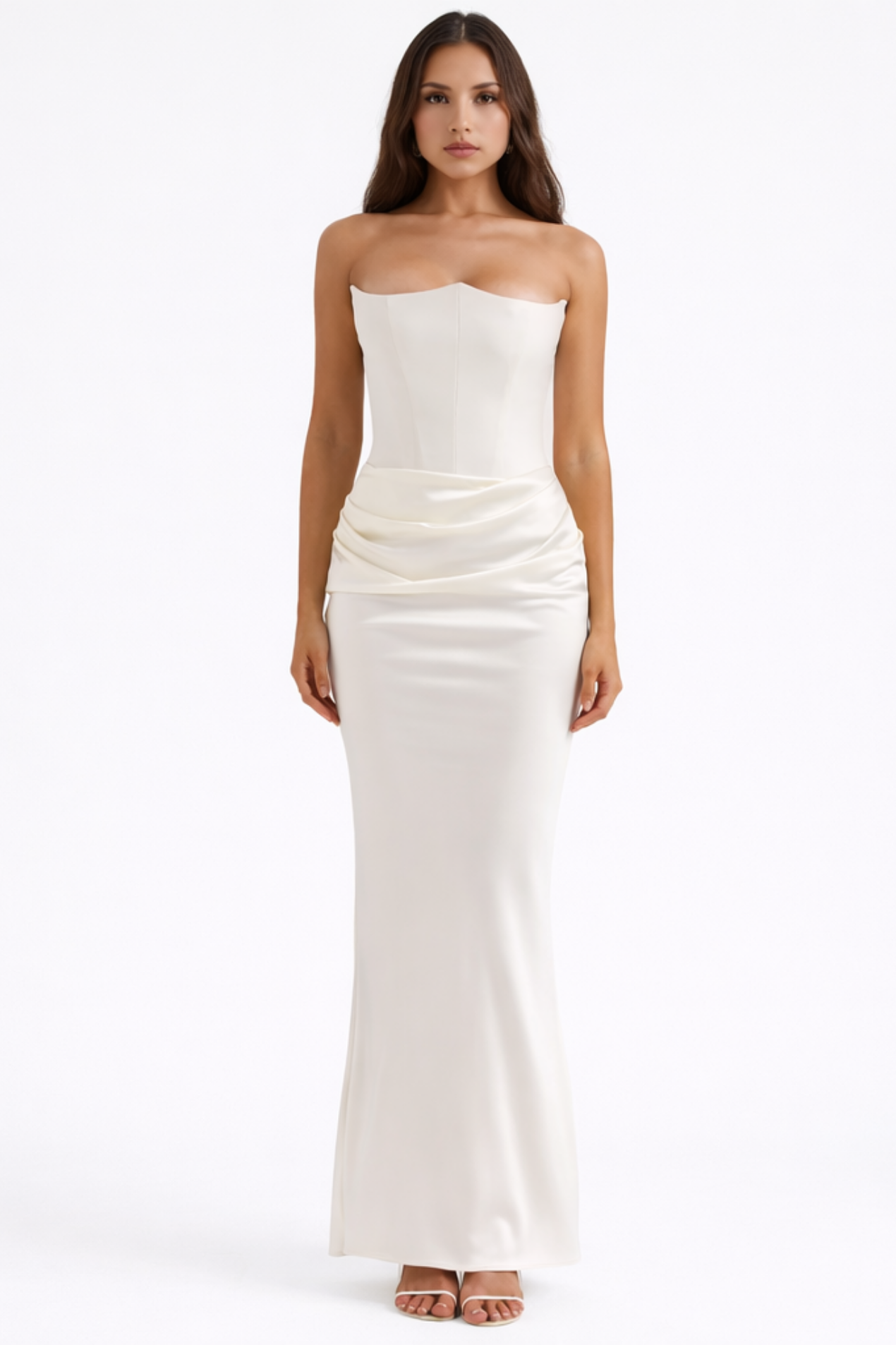 Robe Longue Bustier Soirée Cocktail Glamour – Marron