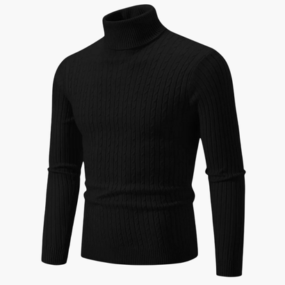 Pull Col Roulé Homme – Tricot Torsadé à Manches Longues