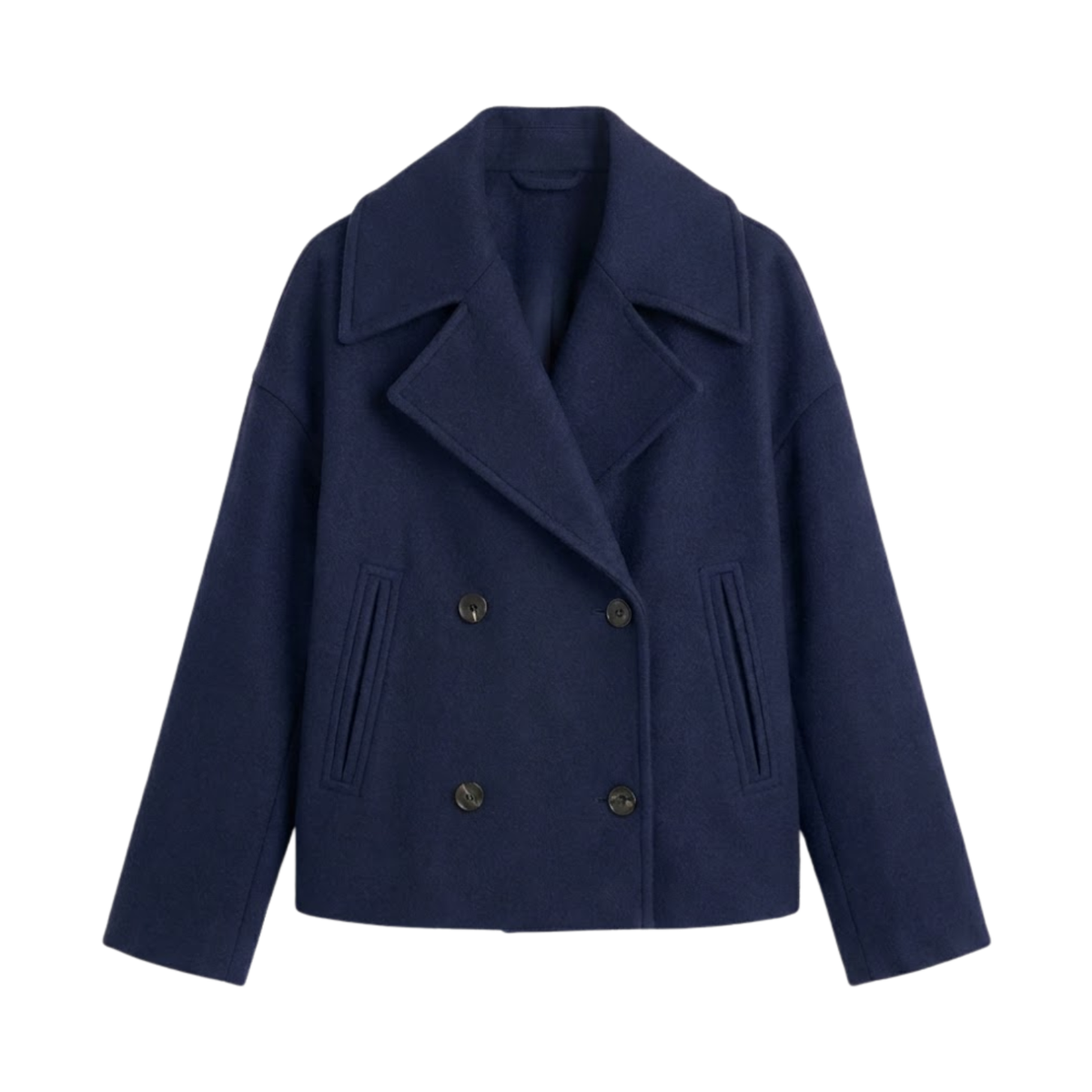 caban court en laine femme, coloris bleu marine