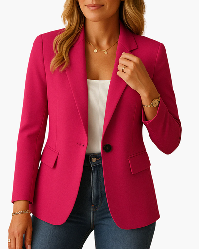 Blazer femme à col tailleur et fermeture un bouton
