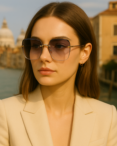 Lunettes de soleil femme à verres ondulés et structure ouverte