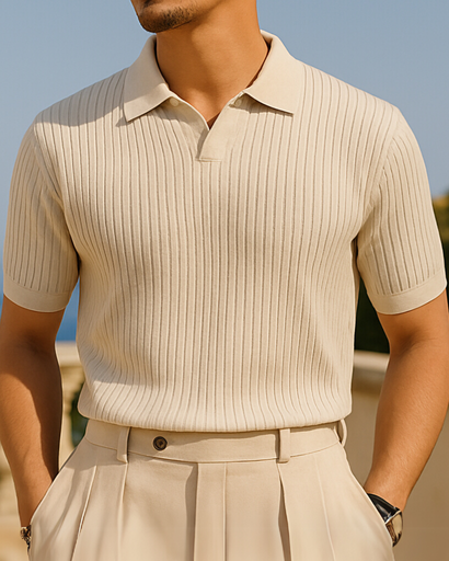 Polo en maille côtelée pour homme – Élégance estivale