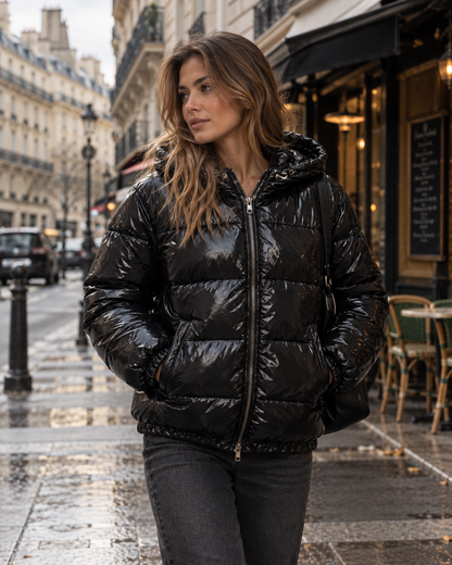 Doudoune Brillante Femme – Coupe Ajustée, Chaude & Ultra-Légère