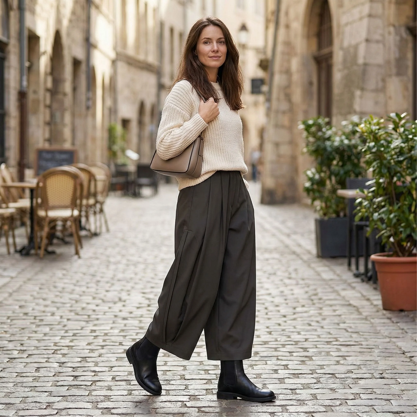 Pantalon Femme Large Décontracté – Coupe Droite Épurée Élégante
