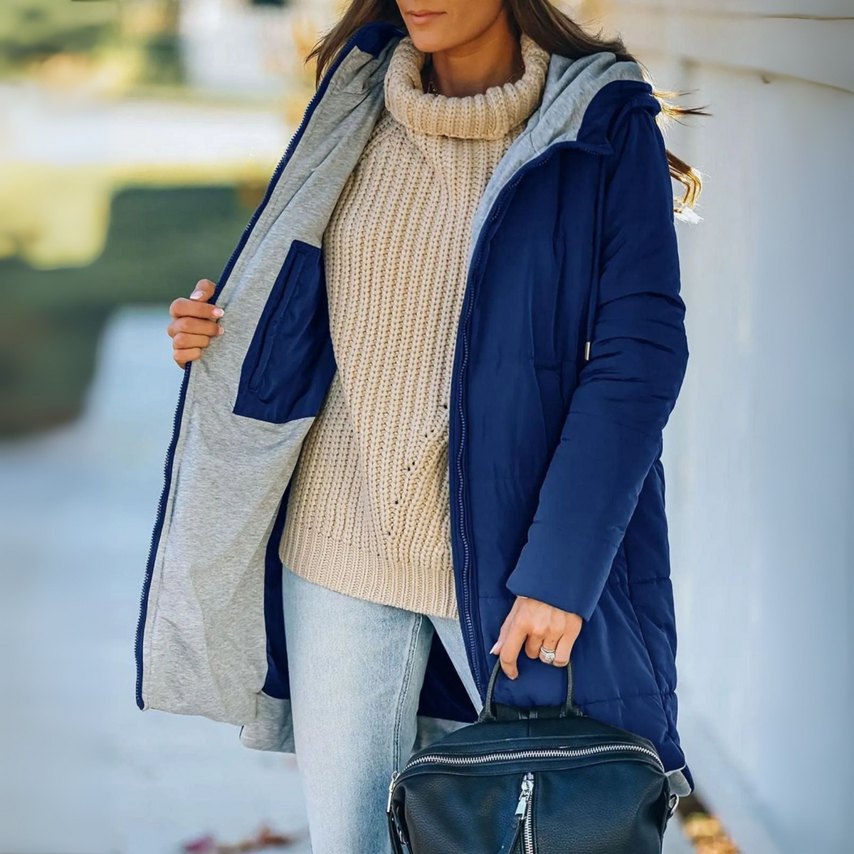 doudoune à capuche femme, coloris bleu