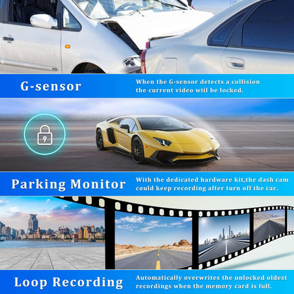 Caméra rétroviseur dashcam avant et arrière
