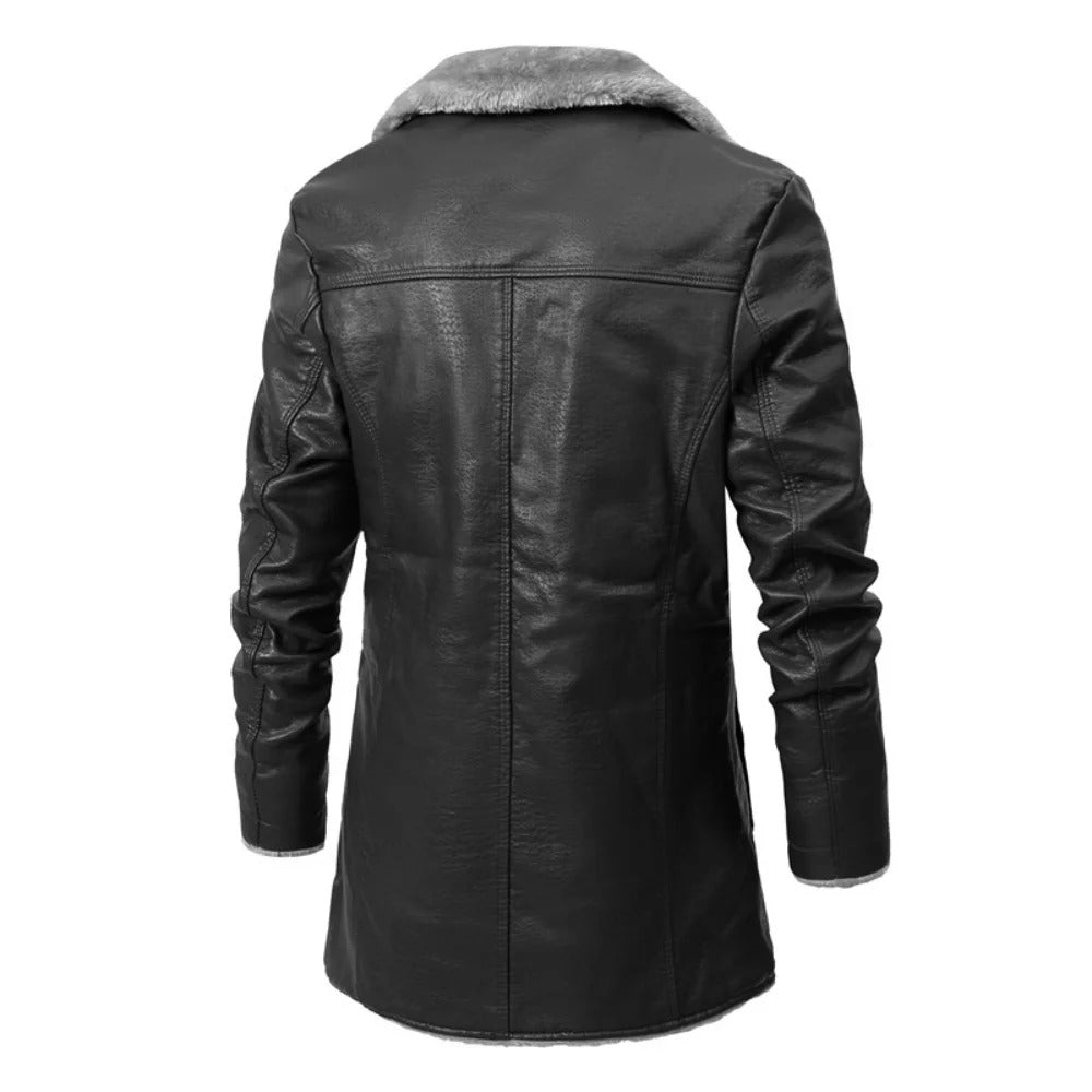 veste homme aspect cuir, détail du col
