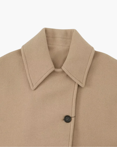 Manteau Femme Oversize en Laine Mélangée – Élégant avec Col Revers et Manches Chauve-Souris