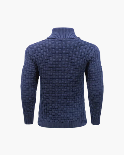 Pull Homme en Maille – Motif Texturé avec Col Haut et Boutons
