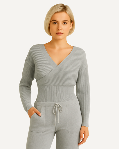 Ensemble Femme Tricoté 2 Pièces | Off-Shoulder & Taille Haute