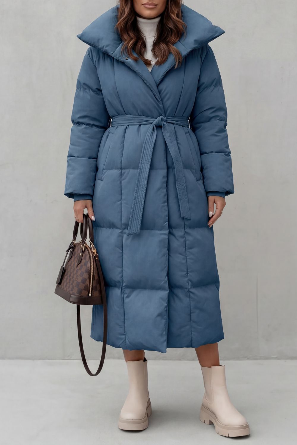 Doudoune longue femme ceinturée, coloris disponibles