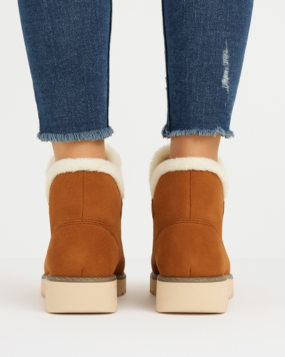 Bottines hiver femme en suédine, détail de la semelle antidérapante