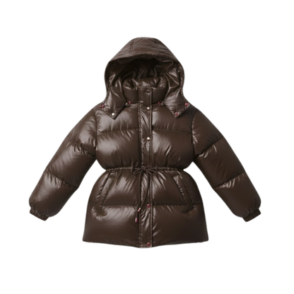 veste femme coton marron foncé à capuche, vue de face
