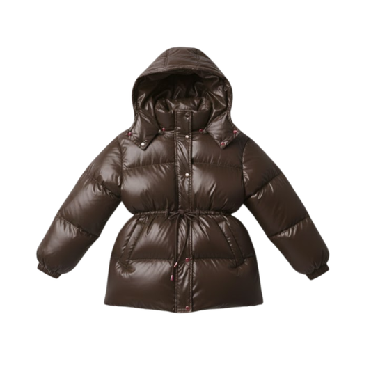 veste femme coton marron foncé à capuche, vue de face