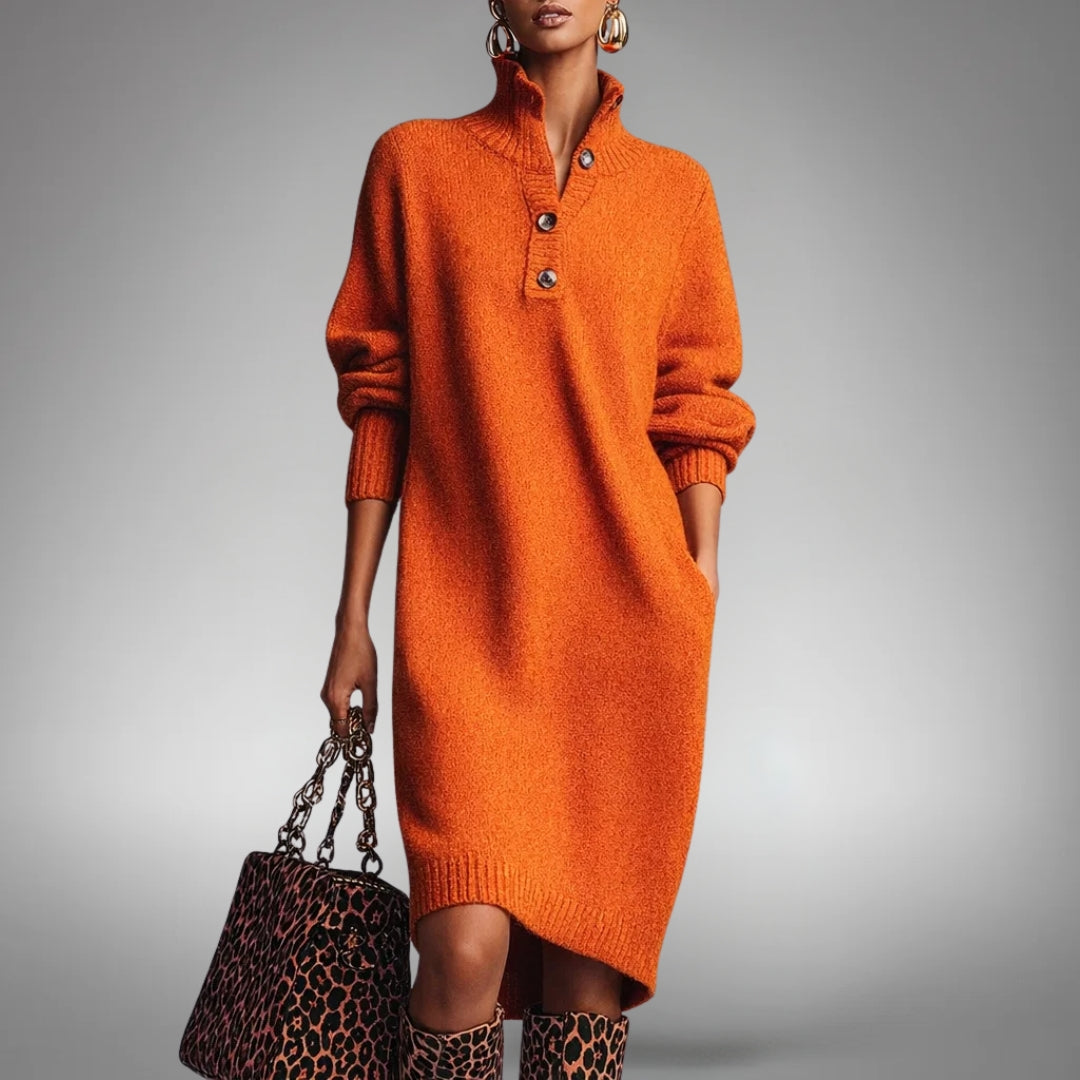 Robe pull femme en maille Orange