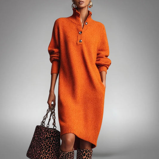Robe pull femme en maille Orange