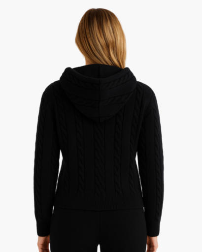 Ensemble hiver femme porté, look cosy