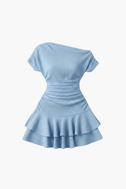 Robe Courte Femme Asymétrique – Robe Ajustée À Volants Style Élégant
