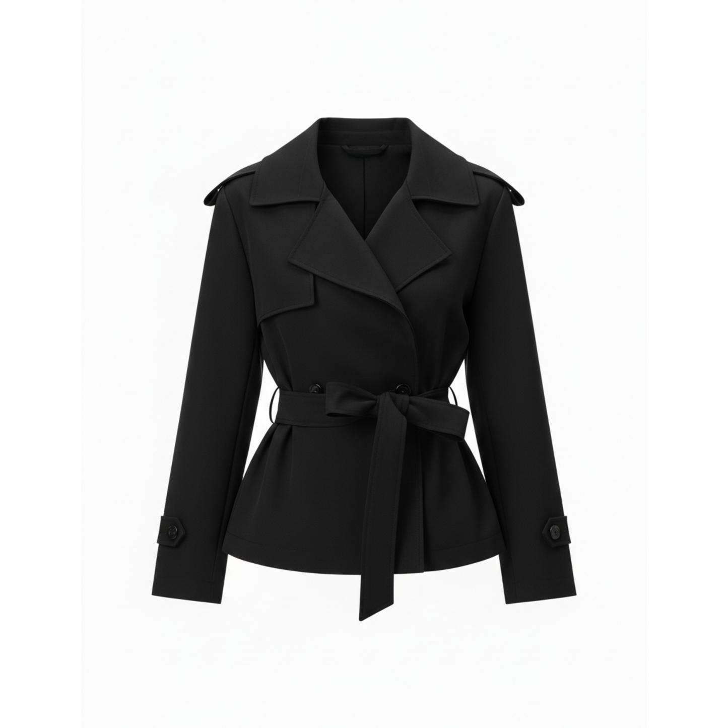 trench-coat court noir pour femme, vue de face