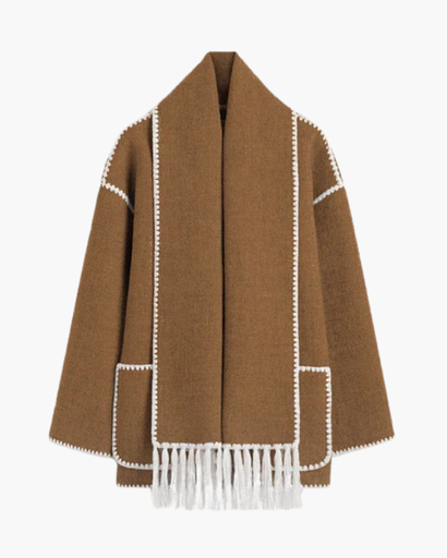 Manteau Chaud Femme – Élégant Manteau en Laine avec Col Écharpe