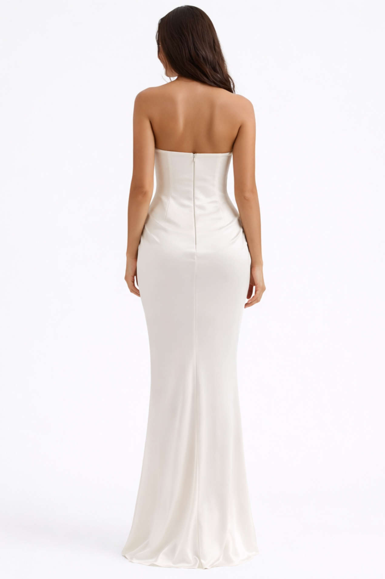 Robe Longue Bustier Soirée Cocktail Glamour – Marron