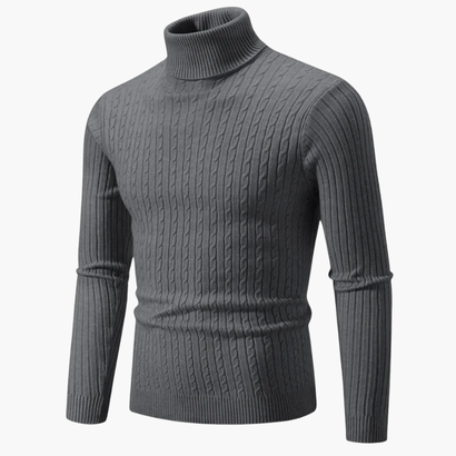 Pull Col Roulé Homme – Tricot Torsadé à Manches Longues